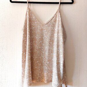 Old Navy Camisole, size Medium, light tan flowered print